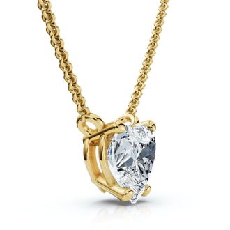 Pompeii3 Certified 3Ct Heart Solitaire Diamond Pendant Necklace 14k Gold Lab Grown
