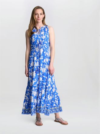 Gina Bacconi Womens Fawn Sleeveless Maxi Summer Dress - Blue - Size Medium