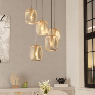 Eglo Eglo Romazzina Steel Sandy 5 Light Pendant in Light Sand