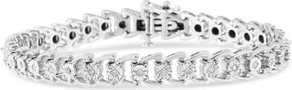 House of Brilliance 925 Sterling Silver 1/4 Cttw Miracle Set Round Diamond Composite Open Linked Composite Line Bracelet