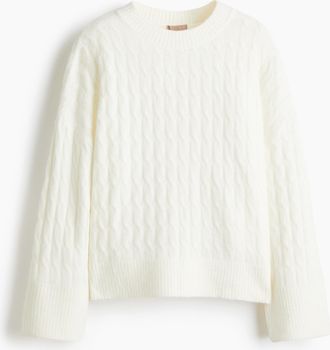 H&M Pullover mit Zopfmuster - White