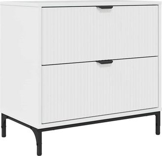 vidaXL Mesa de Noche con cajón Blanco brillante 63.5 x 36 x 61 cm vidaXL