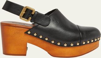 Chlo&eacute; Jeannette Leather Slingback Platform Clogs