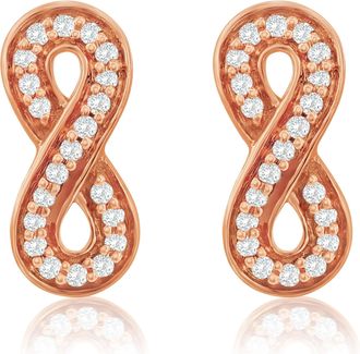 Suzy Levian 14K White Gold.10 cttw Pave Diamond Infinity Stud Earrings