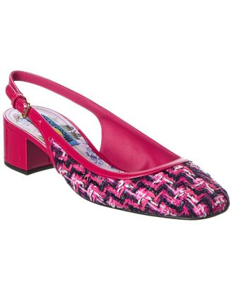 Dolce & Gabbana Dnu Inv Dolce & Gabbana Dg Logo 38 Tweed & Patent Slingback Pump