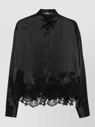 Ermanno Scervino silk lace trim long sleeve shirt