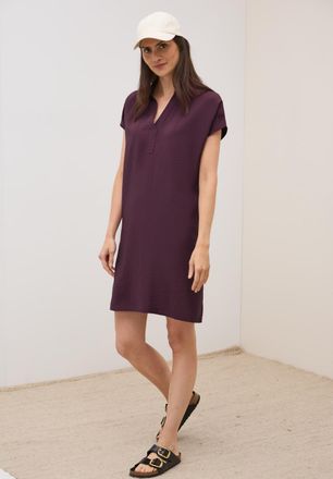 Cecil Hemdblusenkleid CECIL, Damen, Gr. L (42), N-Gr, rot (mulberry rot), Web, Obermaterial: 88% Viskose, 12% Polyamid, unifarben, bequem kniefrei, V-Aussch