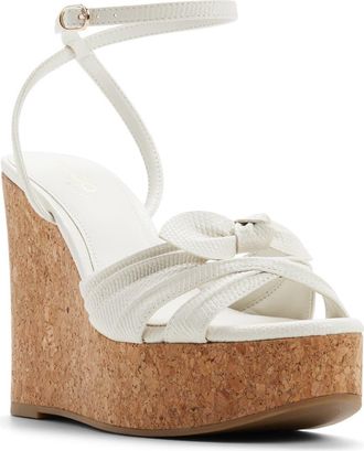 Aldo Tainah Ankle Strap Platform Wedge Sandal in White/Bone at Nordstrom, Size 7.5