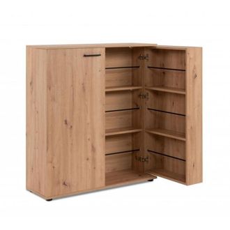 MondoViro Zapatero bajo marr&oacute;n con 2 puertas y 8 estantes 100x33 cm 110h