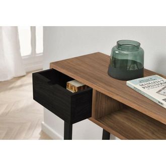 HOGAR 24 Hogar24 - Mueble Recibidor-entrada, Dise&ntilde;o Industrial-vintage, Caj&oacute;n Y Estante, Madera Maciza Natural, Patas Negras