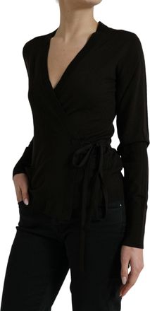 Dolce & Gabbana Womens Virgin Wool Wrap Cardigan Black Clothing