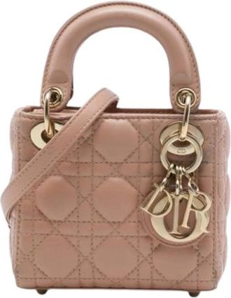 Dior Pre-owned Micro Lady Bag - Dames - Vintage Mini Tas - Beige - ONE Size - Leer - Vintage