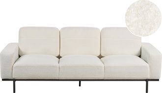 Beliani Beliani - Sof&aacute; Sala De Estar Moderna 3 Plazas Tapizado En Boucl&eacute; Patas De Metal En Color Blanco Sovik