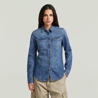 G-Star 3301 Longsleeve Overhemd - Midden blauw - Dames