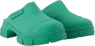 Ganni Womens Recycled Rubber Chunky Sole Clog Mule Green