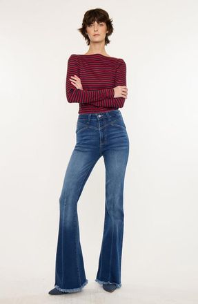 Kancan Ashton High Rise Flare Stretch Jeans in Medium Wash at Nordstrom, Size 27