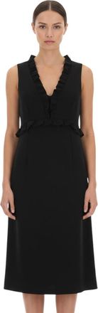 Parosh Black V Neck Midi Dress