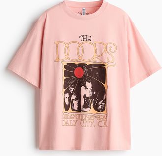 H&M Oversized T-Shirt mit Printmotiv - Puderrosa/The Doors