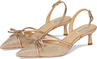 Badgley Mischka Angelina Pump Womens Champagne Rhinestone Kitten Heels VER590