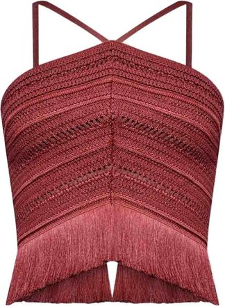 PatBo x Camila Coelho Amber fringed top - women - Polyamide - 2 - Brown