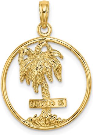 Diamond2Deal 14k Yellow Gold MARCO IS. Palm Tree Round Charm