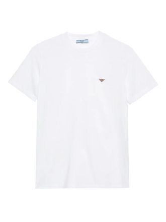 Prada Enamel Triangle-Logo Cotton T-Shirt Clothing