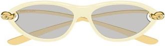 Bottega Veneta 56mm Cat Eye Sunglasses in Shiny Solid Butter Ivory at Nordstrom