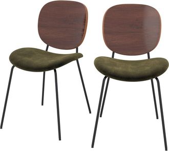 Rendez-Vous Déco Set de 2 sillas de terciopelo verde kaki