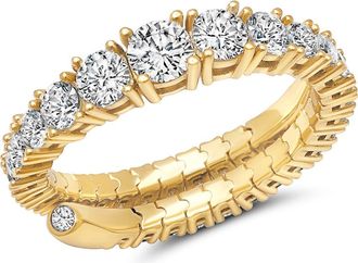 Crislu Graduated Adjustable Cubic Zirconia Ring in 18Kyg/Clear Stone at Nordstrom, Size Medium