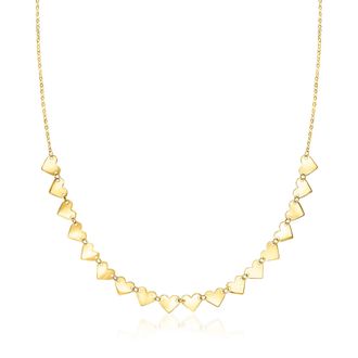 Canaria Canaria Italian 10kt Yellow Gold Central Heart Station Necklace