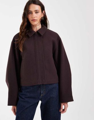 Asos giacca corta formale con colletto in chocolate-Marrone