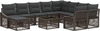 vidaXL Conjunto De Sof&aacute;s De Jard&iacute;n 11 Uds. Gris Rat&aacute;n Sint&eacute;tico Vidaxl