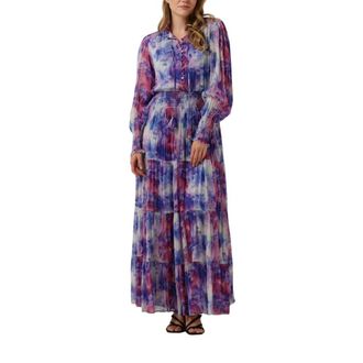 Janice Lila Maxi Jurk Walter Print - Dames - Maxi kleedjes - Veelkleurig - S - Denim - Kleedjes