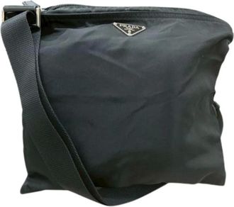 Prada Pre-owned Cross Body Bags, female, Black, Size: ONE SIZE Pre-owned Nylon Cross Body Bag