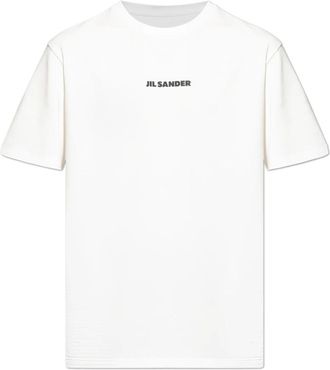 Jil Sander Logo T-Shirt - Heren - T-shirts - Wit - L - Katoen - Tops