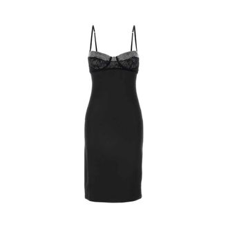 Os&eacute;ree Stretch Satijnen Jurk - Dames - Feestkleedjes - Zwart - M - Satijn - Kleedjes
