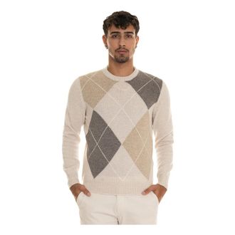Gran Sasso Diamantpatroon Wollen Trui - Heren - Ronde hals truien - Veelkleurig - 2XL - Wol - Truien & Vesten