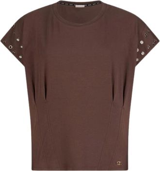 Liu Jo T-shirt with Decorative Eyelets - female - Liu Jo - T-Shirts - Brown - M - Tops