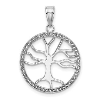 Diamond2Deal 14k Gold Large Tree Of Life In Round Frame Charm
