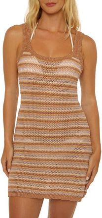 Isabella Rose Taylor Gold Coast Crochet Cover-Up Dress in Beige Multi at Nordstrom, Size Medium
