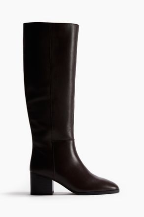 H&M Kniehohe Lederstiefel - Dunkelbraun