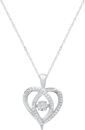 MAX + STONE 925 Sterling Silver Miraculous Love Dancing Diamond Heart Pendant Necklace