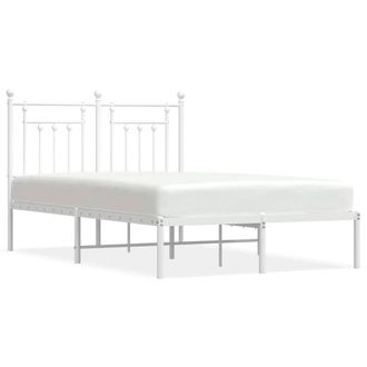 Berkfield Home Metal Bed Frame with Headboard White 120x190 cm Small Double