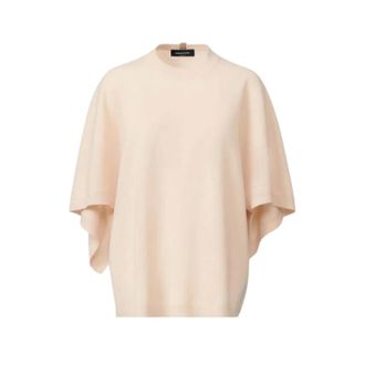 Fabiana Filippi Round-neck Knitwear, female, Beige, Size: XS Jersey punto manga japonesa