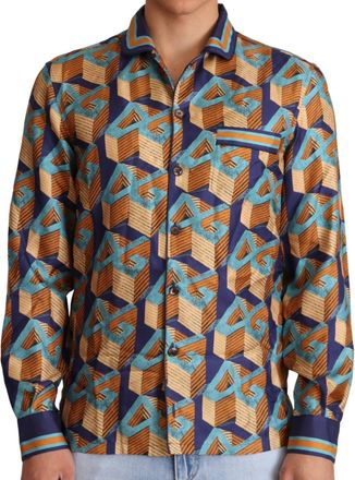 Dolce & Gabbana Multicolor DG Logo Silk Mens Top Mens Shirt