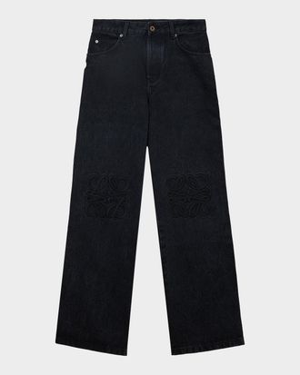Loewe Men & apos;s Anagram-Embroidered Baggy Jeans