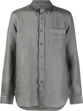 120% Lino Heren, Overhemden, Grijs, Maat: 4XL Linnen