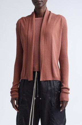 Rick Owens Open Front Rib Cardigan in Rosewood at Nordstrom, Size X-Large