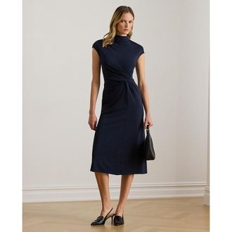 Ralph Lauren Midi-jurk met korte mouwen en opstaande kraag, BERTUNO