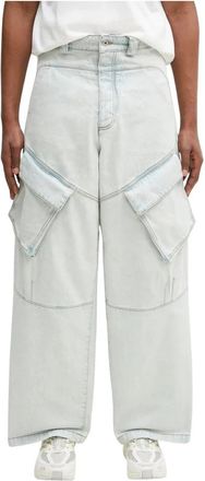 Marcelo Burlon Bleach Denim Wide Cargo Jeans - Heren - Loose Fit Jeans - Blauw - S - Denim - Jeans